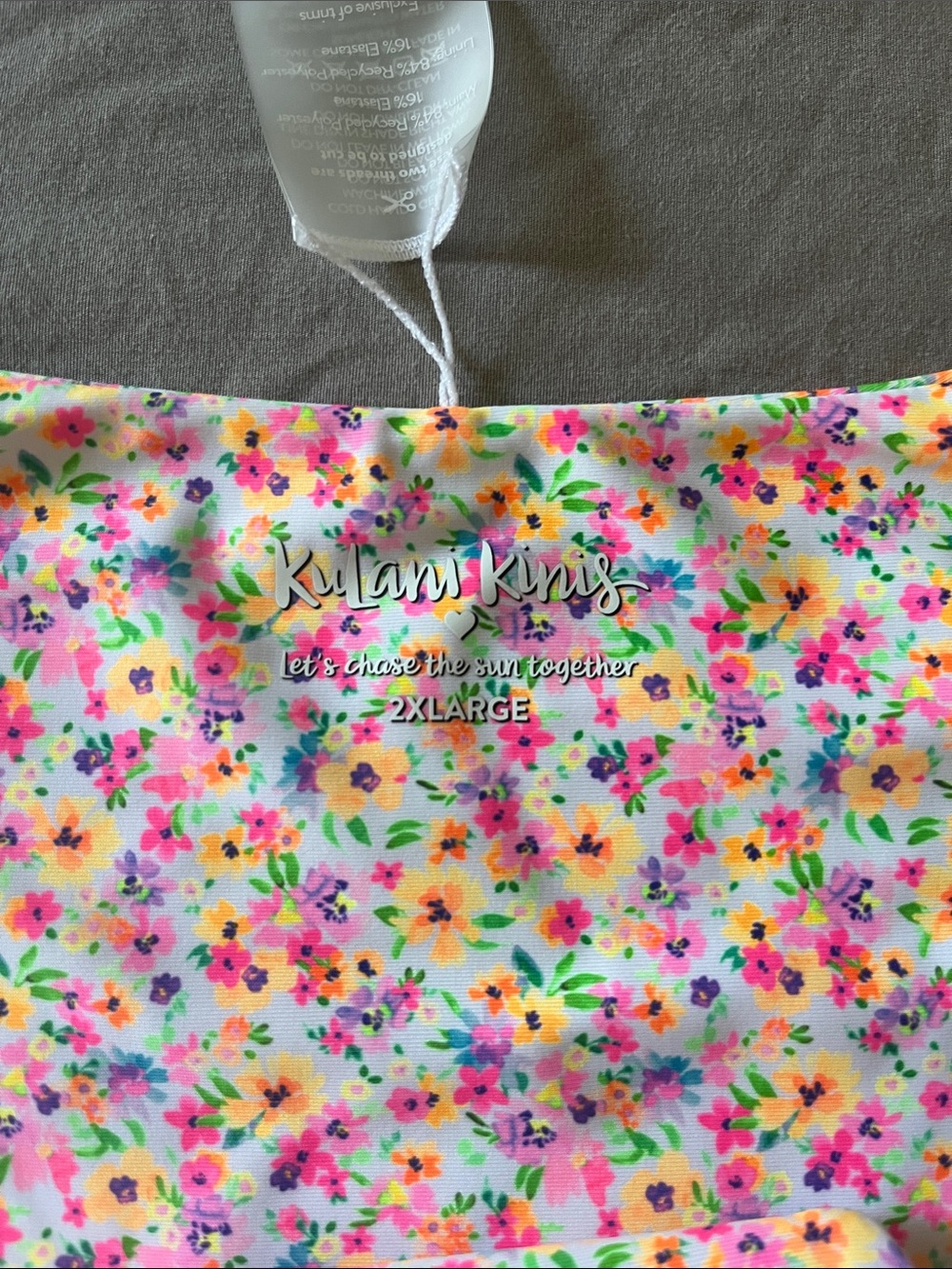 Kulani Kinis White Floral Print Bikini Bottom-Size 2XL - Picture 4 of 4